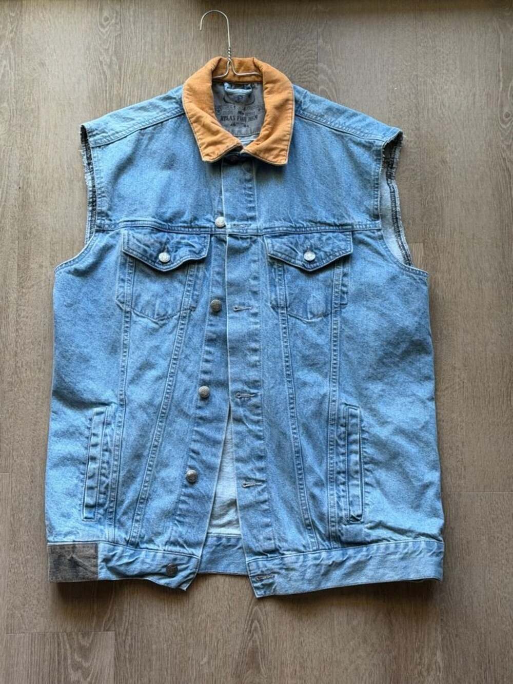 Atlas For Men Denim Vest with Corduroy Collar